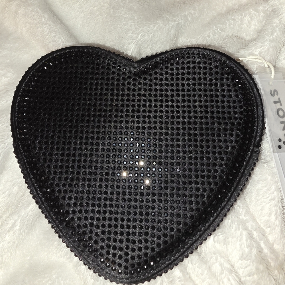 Stoney Clover Black Sparkle Heart Pouch NWT - Picture 4 of 5